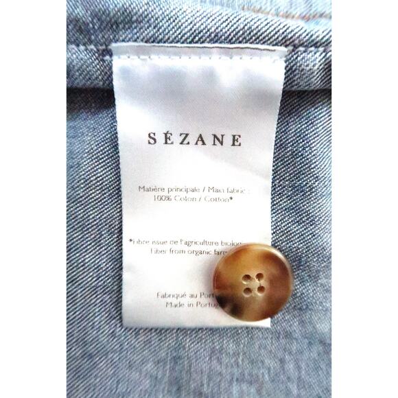 SEZANE Anila Organic Cotton Denim Crop Utility Jacket Anthropologie 34 XS $145 - Picture 11 of 12